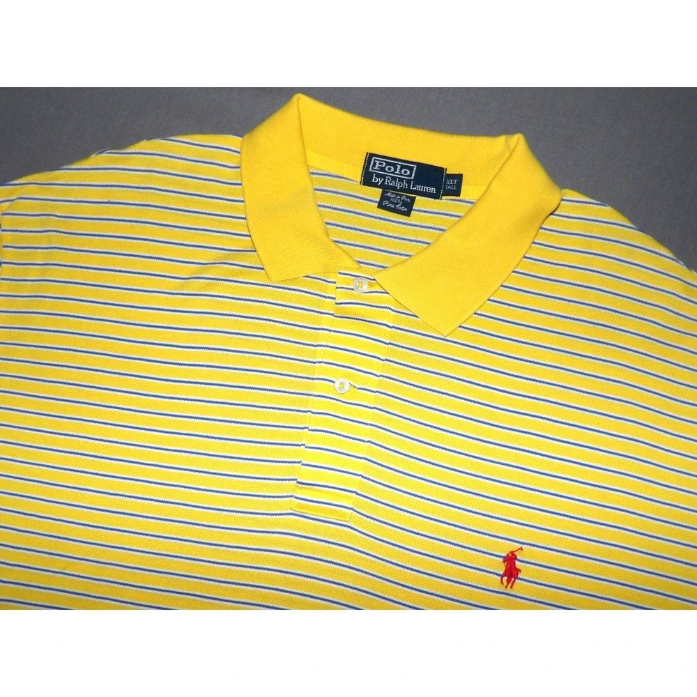 Polo Ralph Lauren 100% Pima Cotton Striped Knit Golf Shirt Men's XL Tall